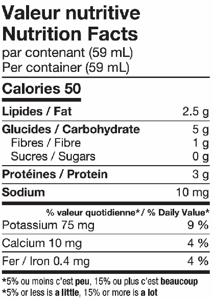 Voir les valeurs nutritives